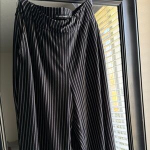 Hilary Radley Black and White Pinstripe Trousers